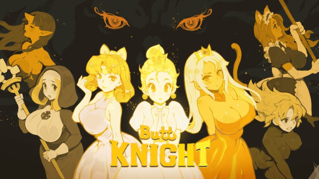 ButtKnight game art featuring beautiful women drawn in yellow