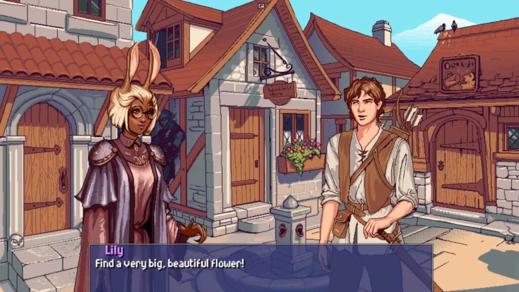 NPC dialogue scene from Aurelia game