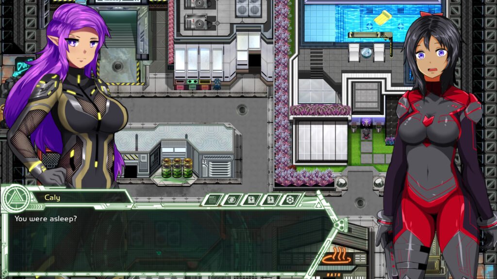 Character dialogue from VoidBound NSFW game