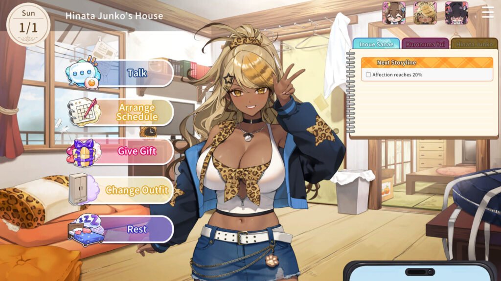 Anime dating game showing its gameplay dating features