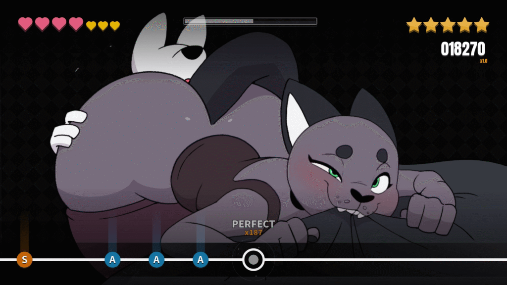 2D cat girl having her pussy licked in beat of a music