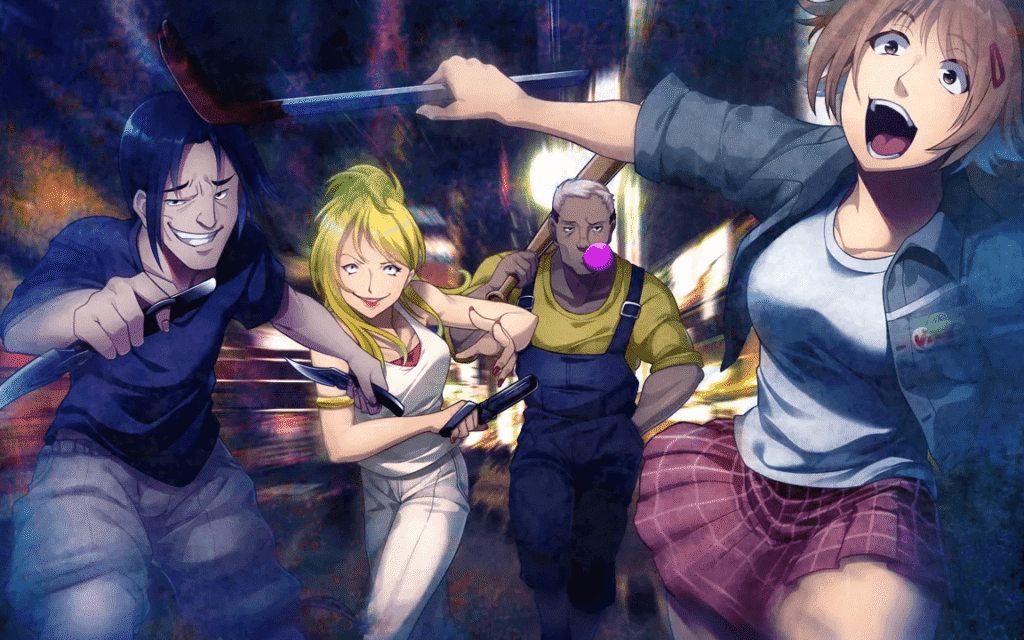 Dead Days artwork showing a bunch of criminals charging with bladed weapons