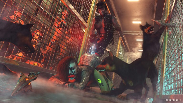 3D porn of a black female warden using her stun baton to punish an escapee in prison