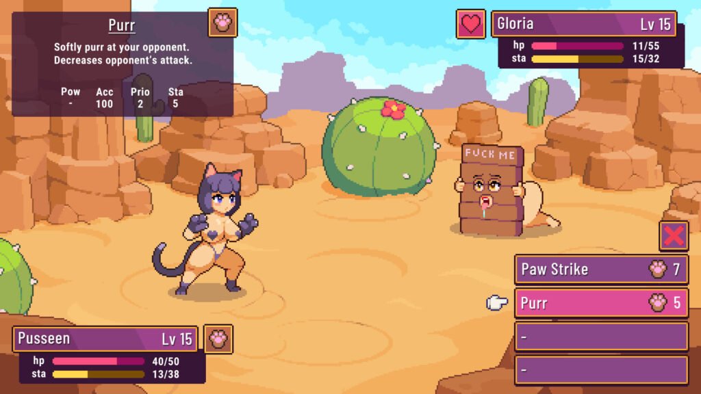 Spirit Valley hentai game artwork of pixel styled monster girls fighting each other