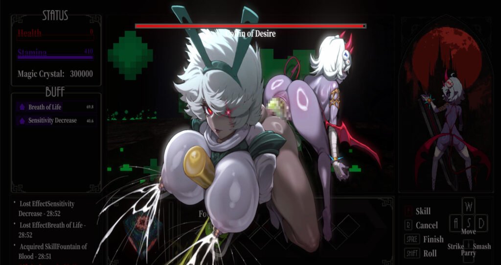 Maze Cave 2 game showing two anime women having hardcore lesbian anal sex