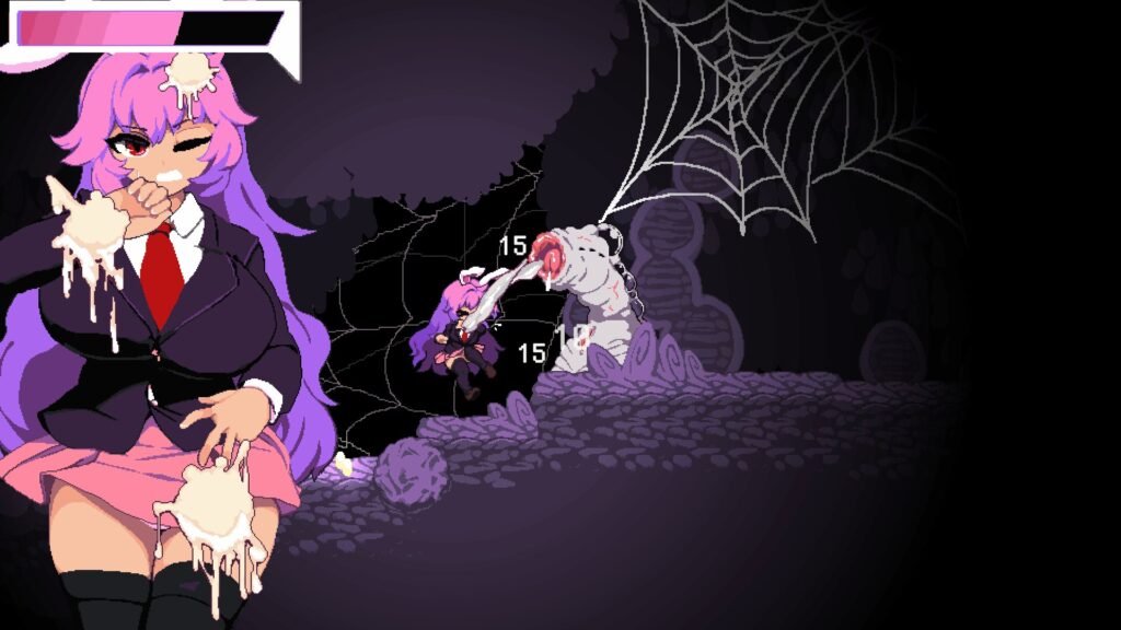 Tentacle Monster cumming on a sexy bunny girl with a mini skirt