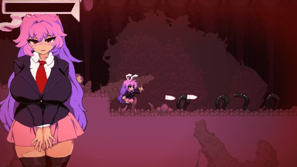 Sexy bunny girl attacking tentacle worm monsters