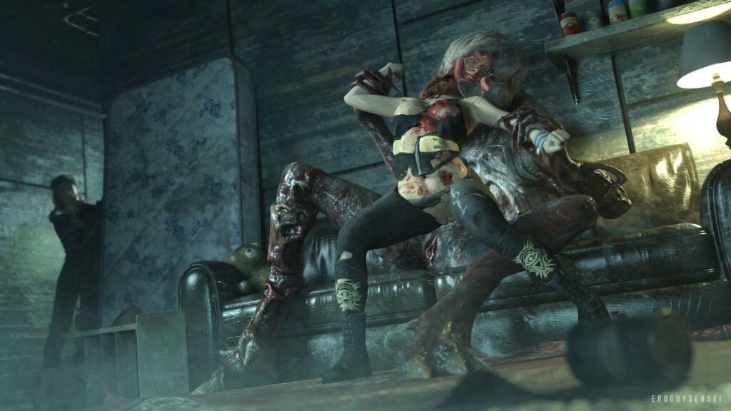 Dead by Daylight 3D porn of Demogorgon playing with Mikaela Reid in the basement by biting on her head