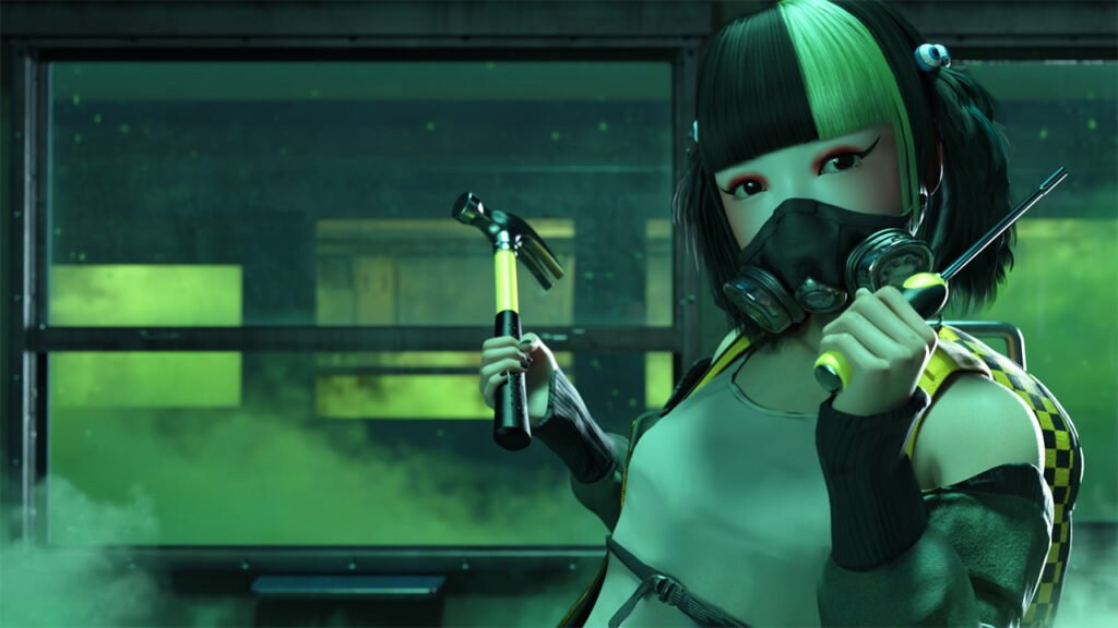 Sinscape mascot Yuna inside an infected train